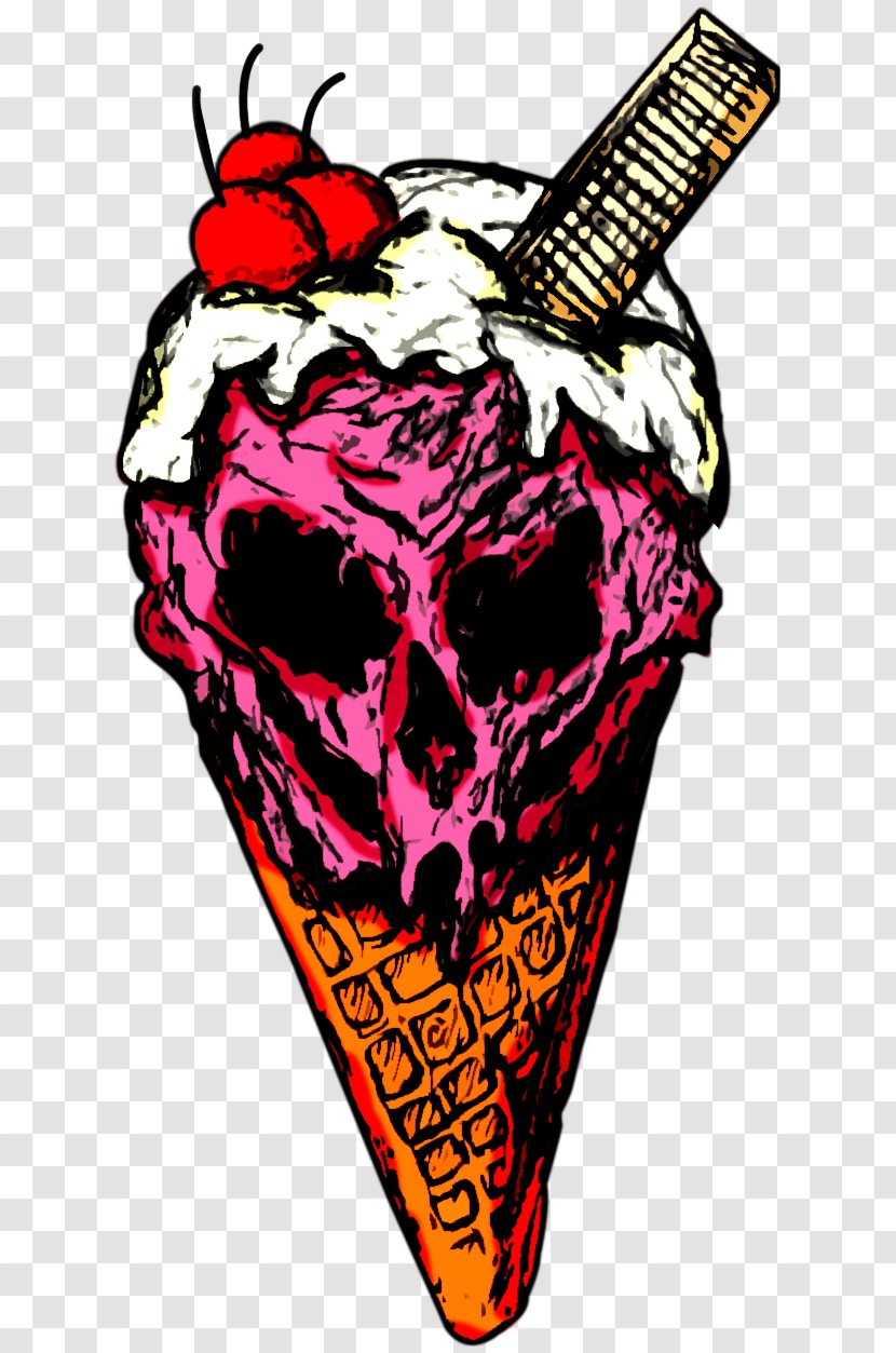 Skull Character Fiction Clip Art - Ice Cream Wafer Transparent PNG
