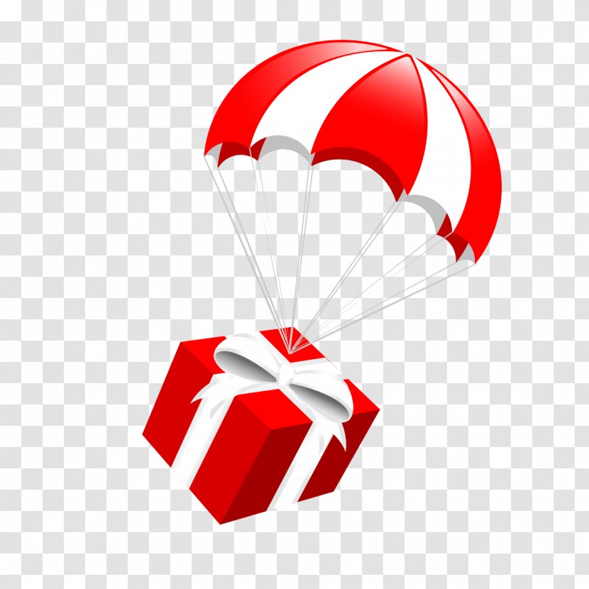 Santa Claus Parachute Gift Clip Art - With A Transparent PNG