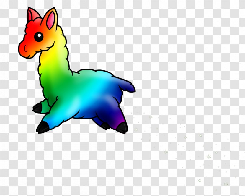 Llama Drawing Cartoon Rainbow Dash Alpaca - Watercolor Transparent PNG