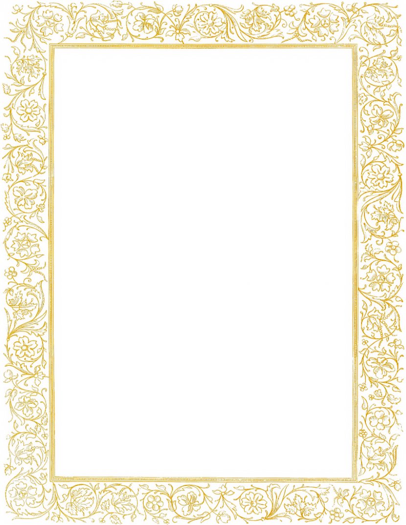 Gold Picture Frame Clip Art - Yellow - Golden Border Cliparts Transparent PNG