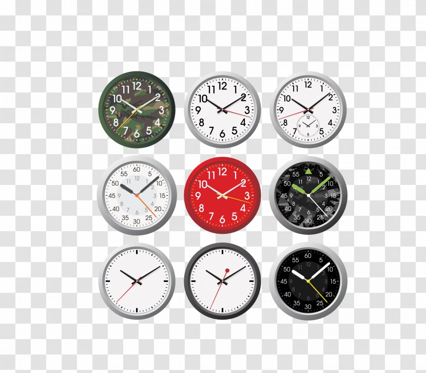 Alarm Clocks Watch - Household Goods - Vector Color Nine Round Small Hanging Transparent PNG