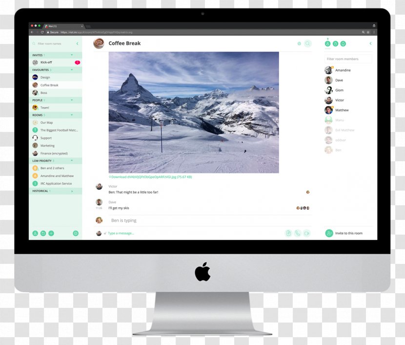 Riot Computer Apple Matrix Instant Messaging - Screenshot - Imac Transparent PNG