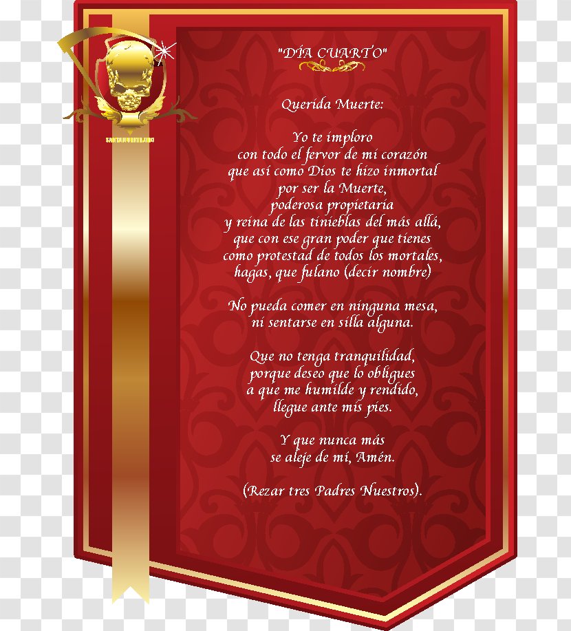 Santa Muerte Prayer Amarre De Amor Love Saint - Wedding Invitation Transparent PNG