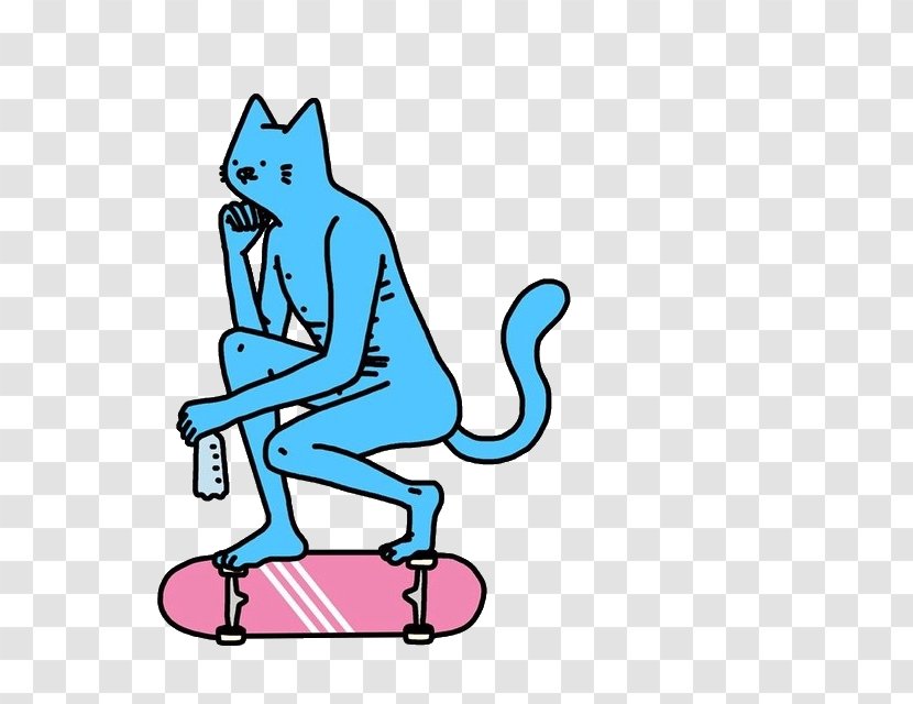 Sticker Skateboard Cat Text Human Behavior Clip Art - Line Transparent PNG