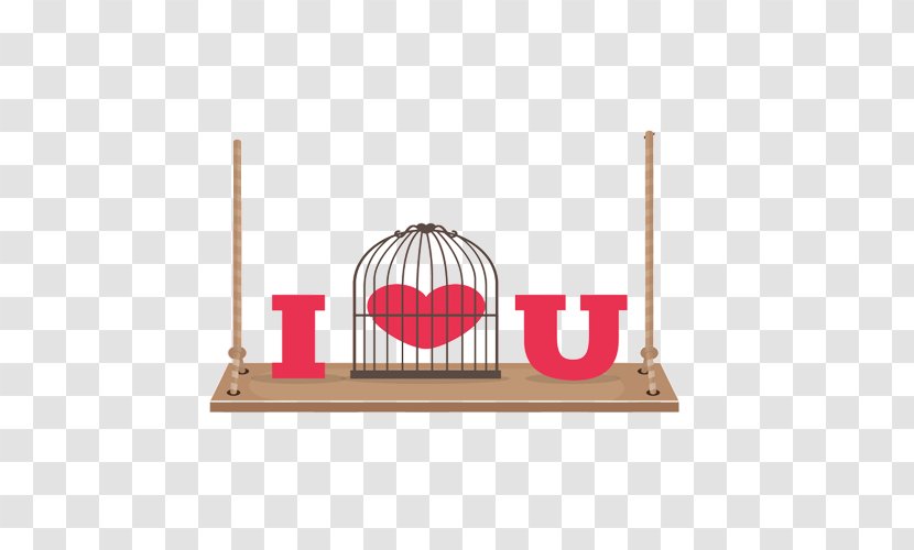 Lovebird Birdcage Illustration - I Love You In A Cage Transparent PNG