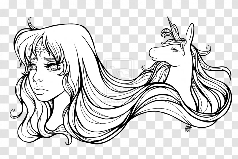 The Last Unicorn Line Art Drawing Sketch Transparent PNG