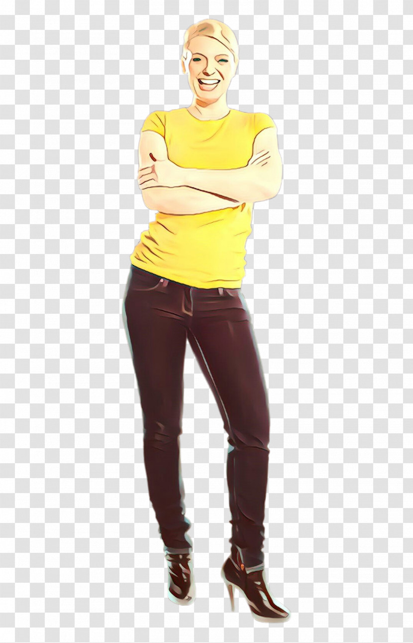 Standing Clothing Yellow Shoulder Leggings Transparent PNG