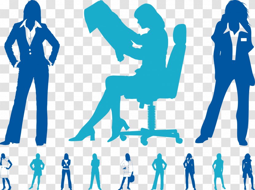 Businessperson Clip Art - Blue - Silhouette Vector Women In The Workplace Transparent PNG