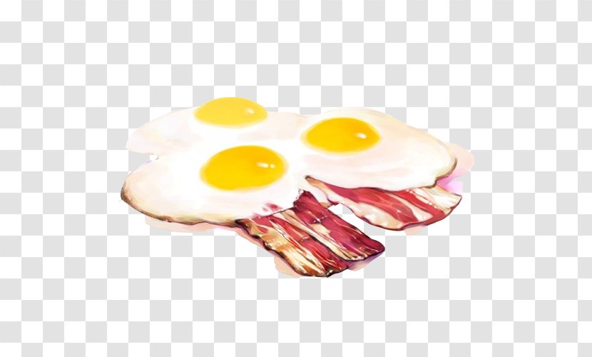Fried Egg Breakfast Bacon Jajangmyeon Food - Hand Painting Material Picture Transparent PNG