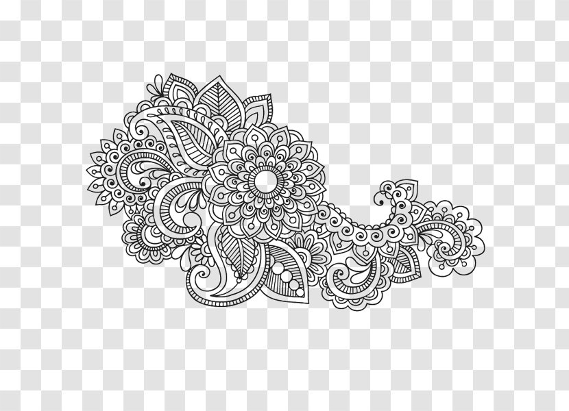 Ornament Paisley Textile Pattern - Monochrome Photography - Mandala Artwork Transparent PNG