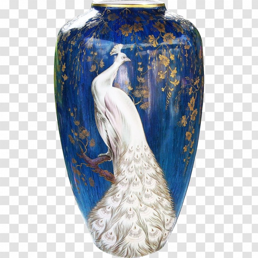 Selb Vase Ceramic Porcelain Pottery - Blue And White - Peacock Transparent PNG