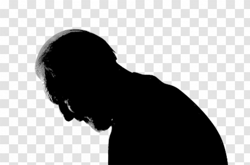 Silhouette Black And White - Behavior - Bow Thoughtful Man Transparent PNG