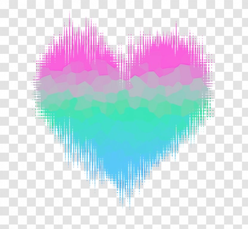 Pink Turquoise Magenta Line Heart - Watercolor Transparent PNG