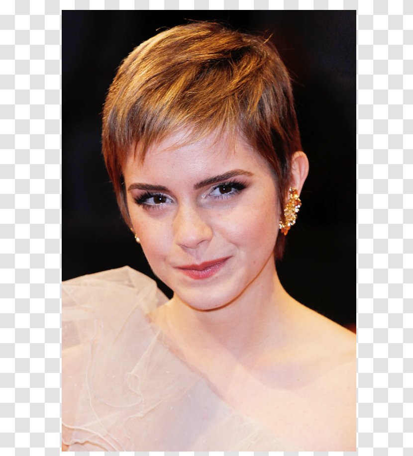 Emma Watson Pixie Cut Hairstyle Capelli Fashion - Brown Hair Transparent PNG