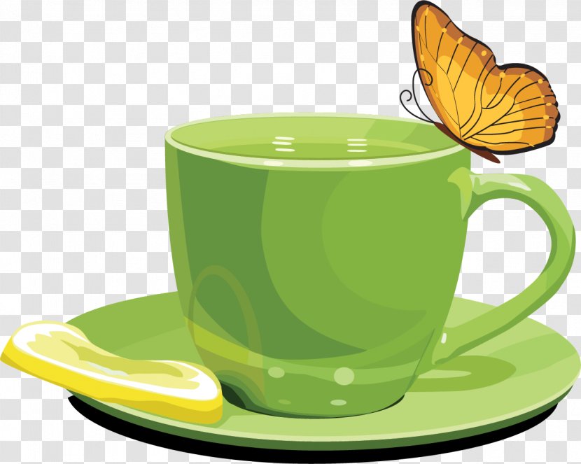 Blessing Morning Clip Art - Tea - Vector Painted Green Glass Transparent PNG