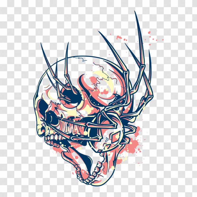 Printed T-shirt Hoodie Spreadshirt Printing - Watercolor - Creative Skull Vector Transparent PNG