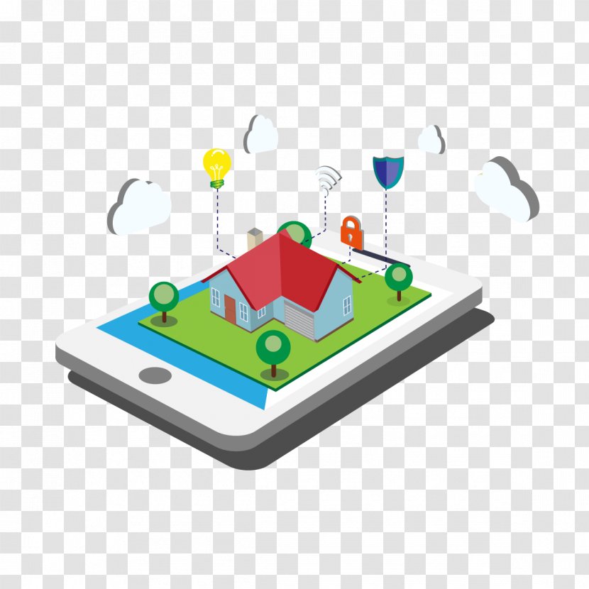 Smartphone Home Automation Adobe Illustrator Illustration - Vector House On The Phone Transparent PNG