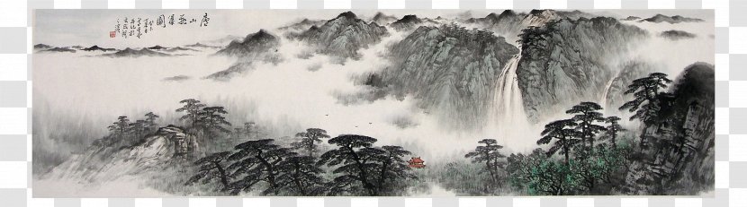 Mount Lu Lianxi District U641cu5c3du5947u5cf0 Shan Shui Ink Wash Painting - Monochrome - China Magnificent Lushan Transparent PNG