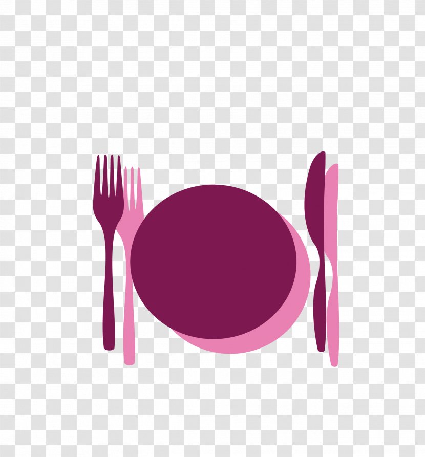 Fork Knife European Cuisine Spoon - Magenta - Vector Western Tableware Transparent PNG