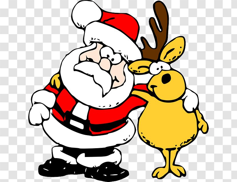 Santa Claus Christmas Clip Art - Beak - And Elk Cartoon Transparent PNG