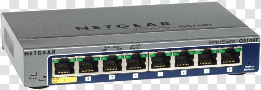 Netgear ProSafe 108 Network Switch Gigabit Ethernet NETGEAR GS108Tv2 Transparent PNG