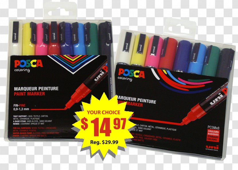 Pens ポスカ Marker Pen Uni-ball Plastic - Crayon - Paint Transparent PNG