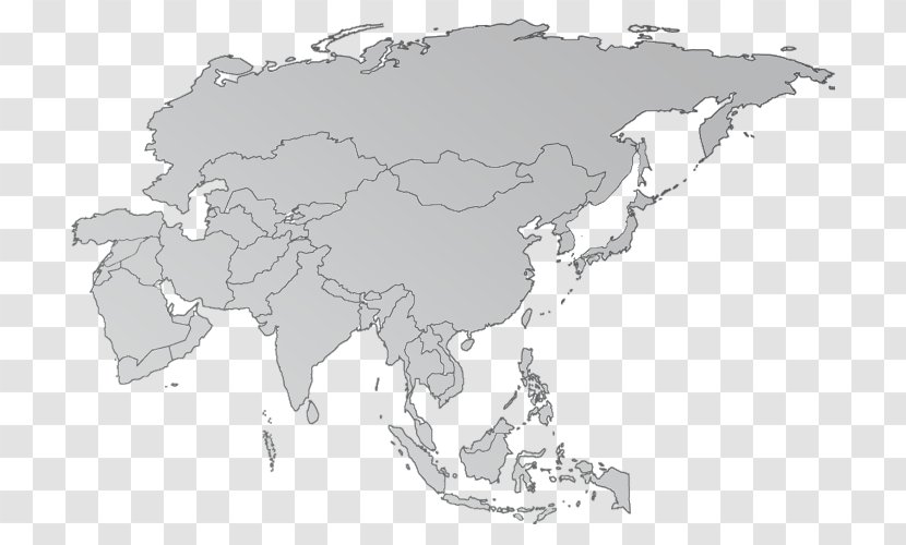 World Map Asia Vector - Black And White Transparent PNG