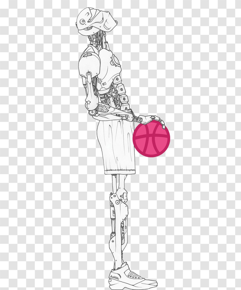 Drawing Robot Dribbble Clip Art - Fictional Character - Basketball Players Transparent PNG