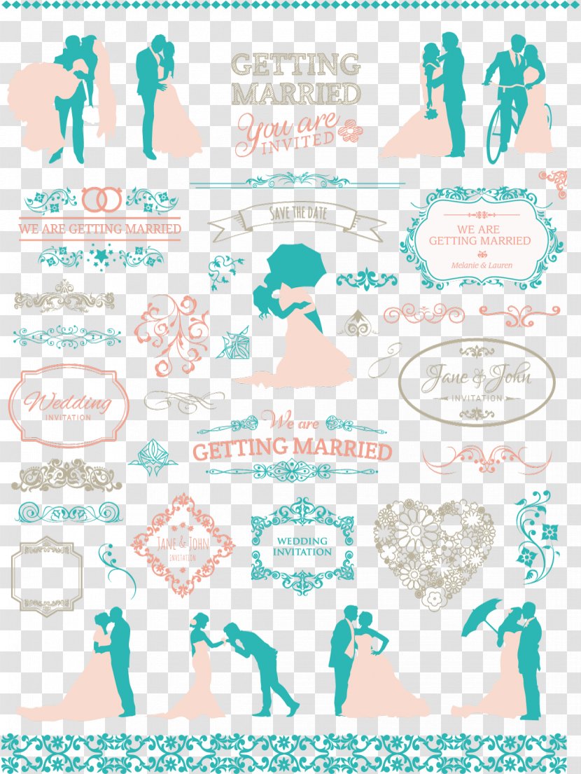 Wedding Invitation Bride - Party Supply - Pink Blue Elements Transparent PNG