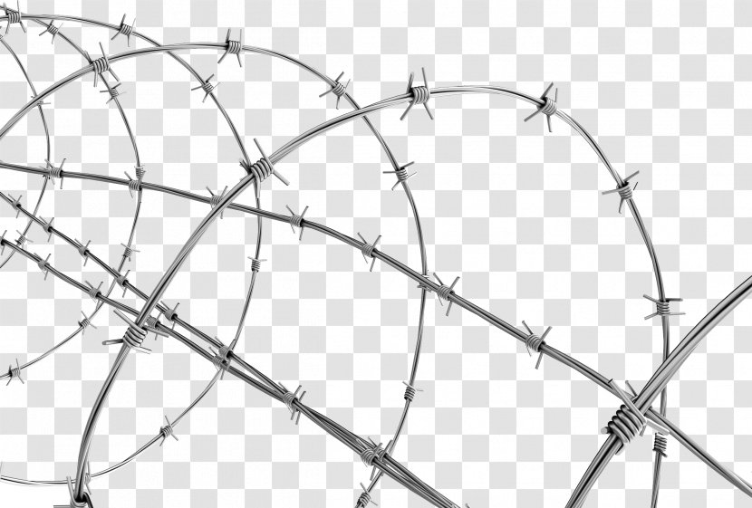 Barbed Wire Clip Art - Black And White - Barbwire Transparent PNG