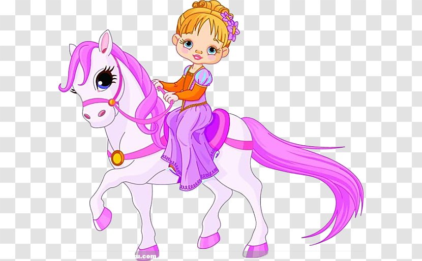 Riding Pony Equestrianism Cartoon - Watercolor - Purple And Princess Transparent PNG