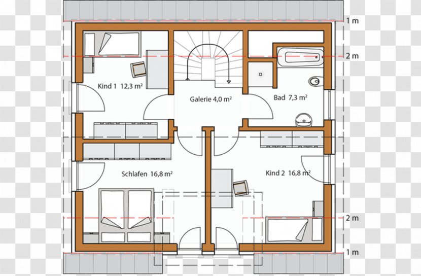 Floor Plan Wall Dormer Gable Roof Bay Window House - Facade Transparent PNG