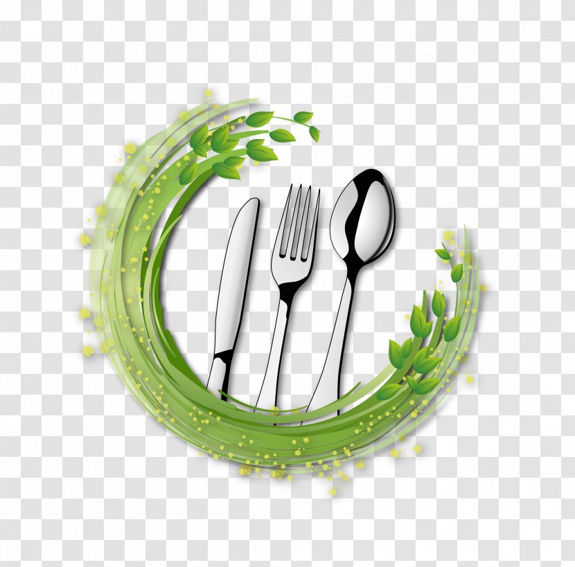Vegetarian Cuisine Menu Cutlery - Vector Garland Around The Western Tableware Transparent PNG