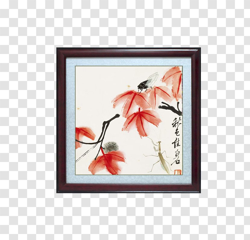 Likvidambra Taiwan And The Cicada Bird-and-flower Painting Ink Wash - Floral Design - Home Retro Frame Transparent PNG