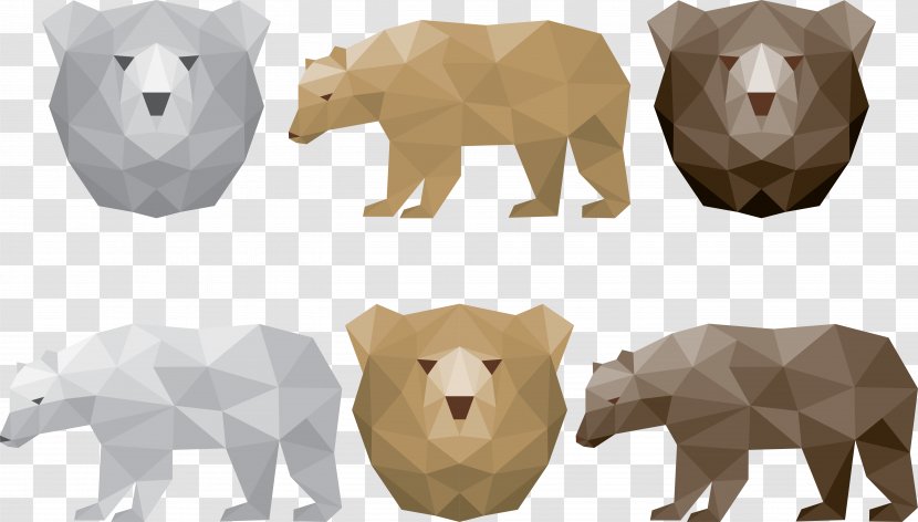 Polar Bear Giant Panda Brown Polygon - Silhouette - Vector Geometric Patchwork Transparent PNG