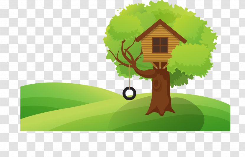 Tree House Illustration - Text - Vector Transparent PNG