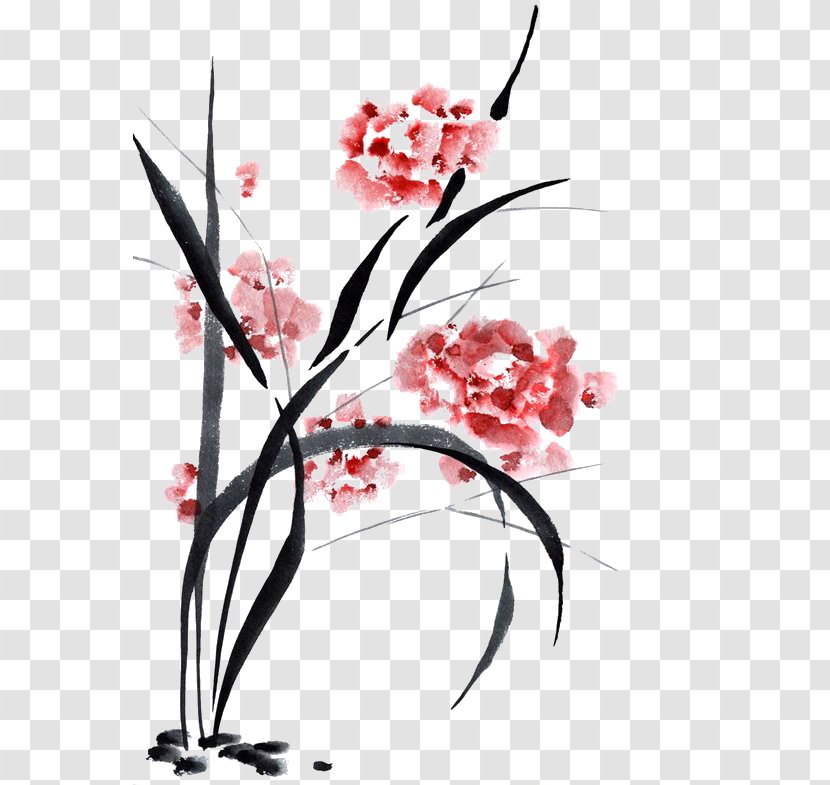 Chinese Painting Ink Wash Calligraphy Art - Flora - Ancient Drawings Transparent PNG