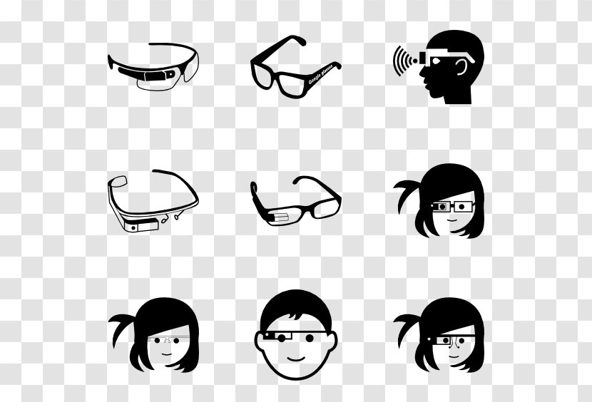 Drawing Google Glass Graphic Design - Black And White - The Girls Wear Glasses Transparent PNG