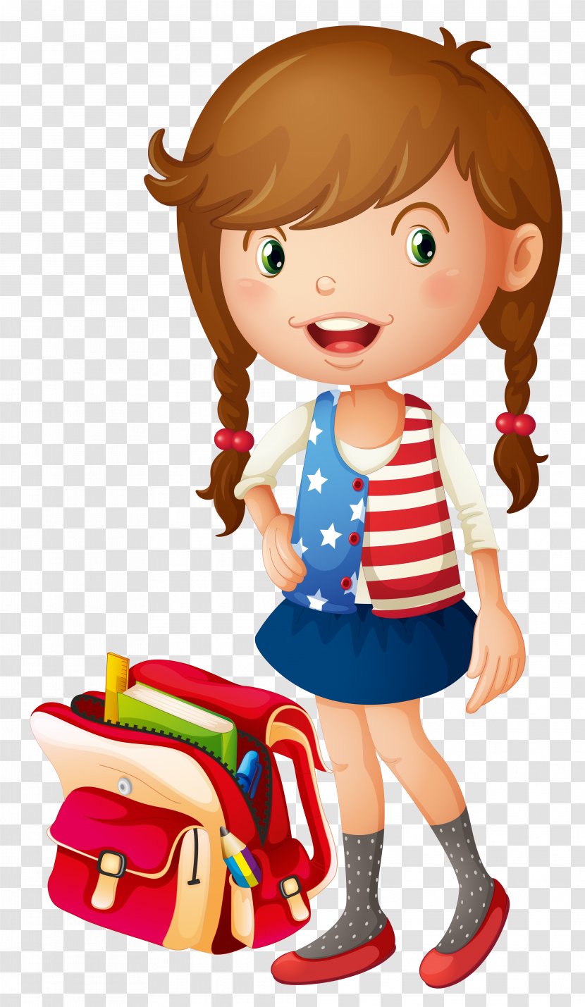 School Bag Illustration - Frame - Vector Cartoon Little Girls Transparent PNG