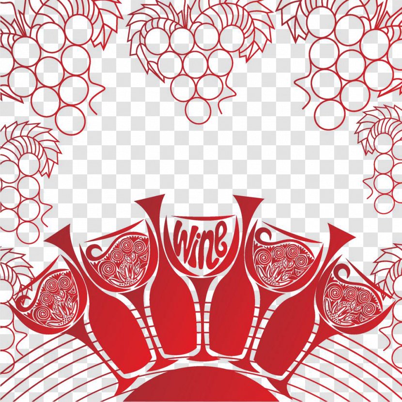 Red Wine Alcoholic Drink - Heart - Creative Pattern Transparent PNG