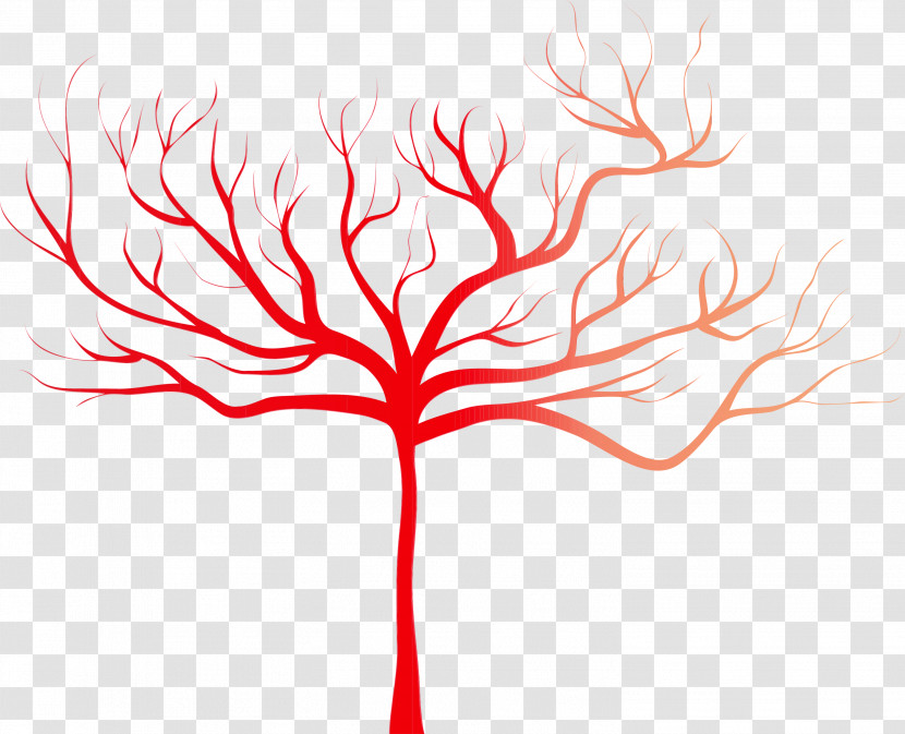 Red Tree Leaf Line Branch Transparent PNG