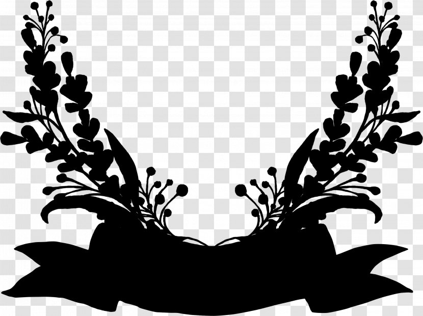 Clip Art Silhouette Flower Pattern Leaf - Branching - Blackandwhite Transparent PNG