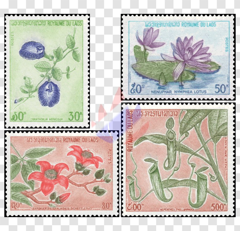 Postage Stamps Laos Fauna Flowering Plant Mail - Bombax Ceiba Transparent PNG
