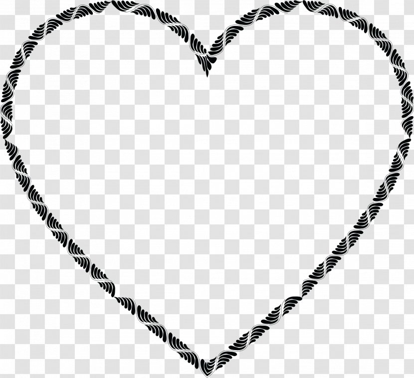 Chain Jewellery Black And White Clip Art - Heart Transparent PNG