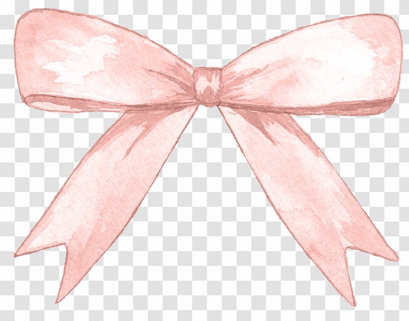 Watercolor Painting Pink - Hand Painted Bow Transparent PNG