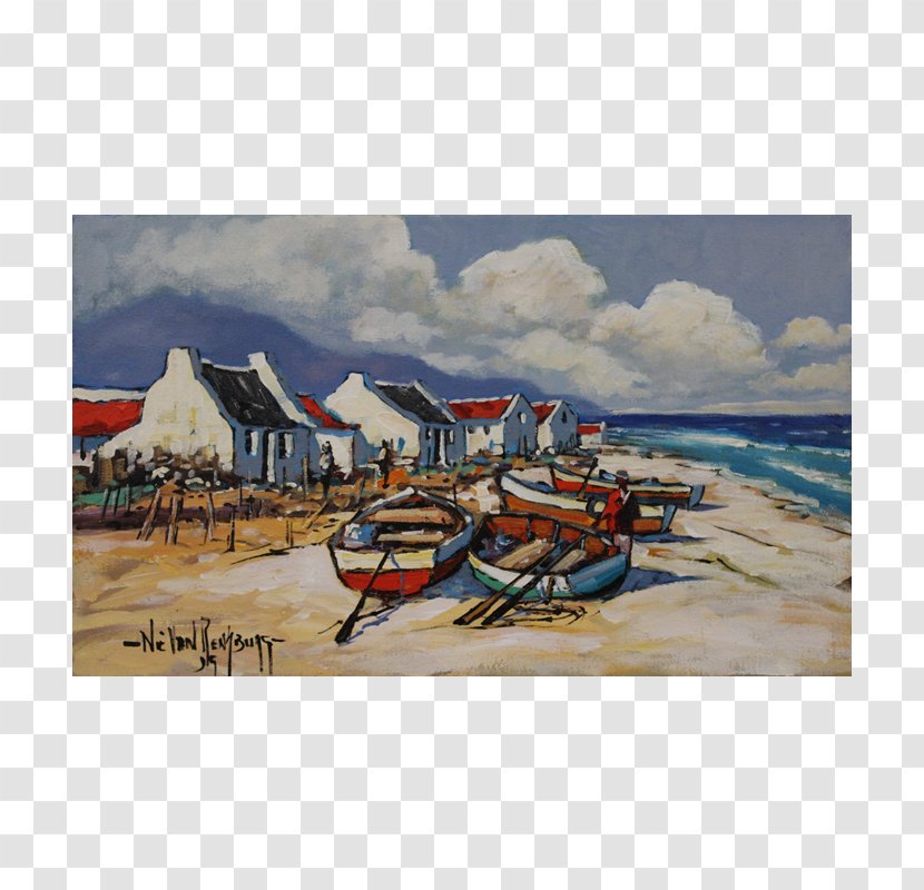 Shore Boat Sea Painting Vacation Transparent PNG