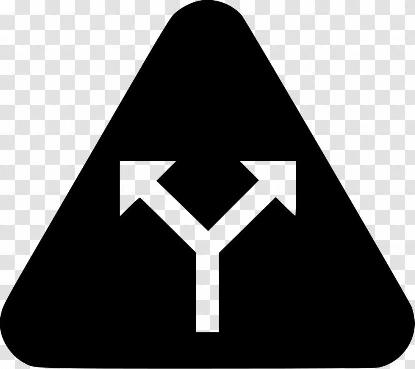 Triangle Font Black M - Traffic Sign - Intersection Icon Transparent PNG