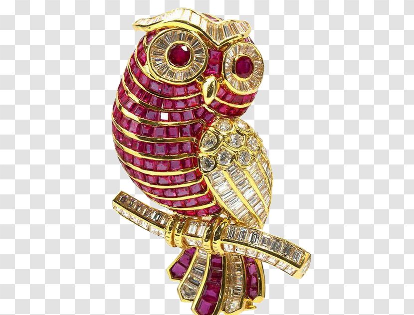 Jewellery Brooch Estate Jewelry Ruby Pendant - Gemstone - Owl Transparent PNG