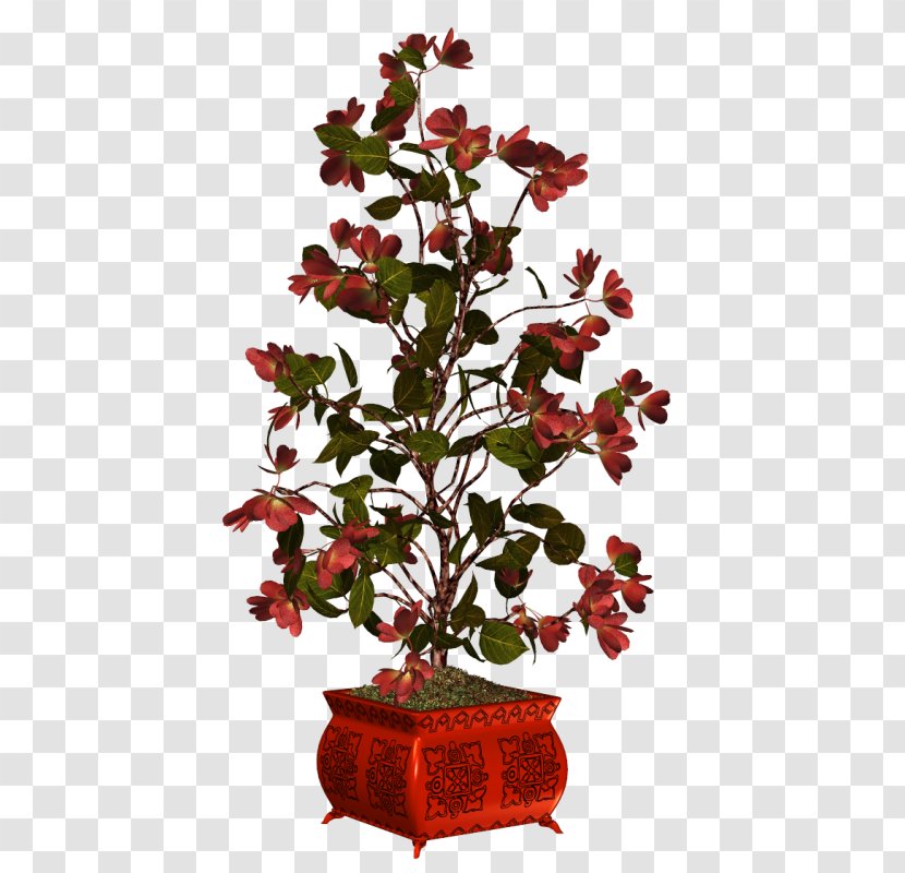 Flowerpot Treelet Vase Plant - 3 Flower Red Transparent PNG