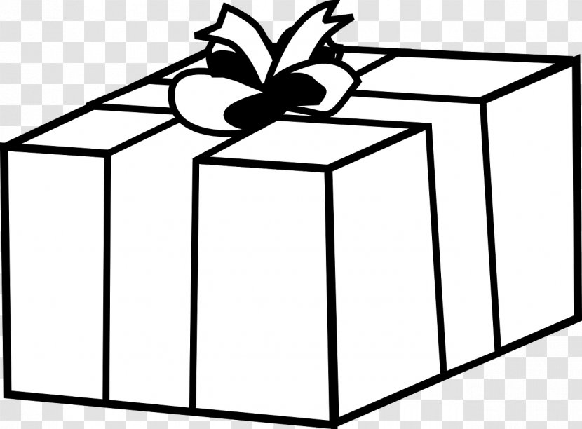 Christmas Gift Clip Art - Black And White - Line Decoration Box Transparent PNG